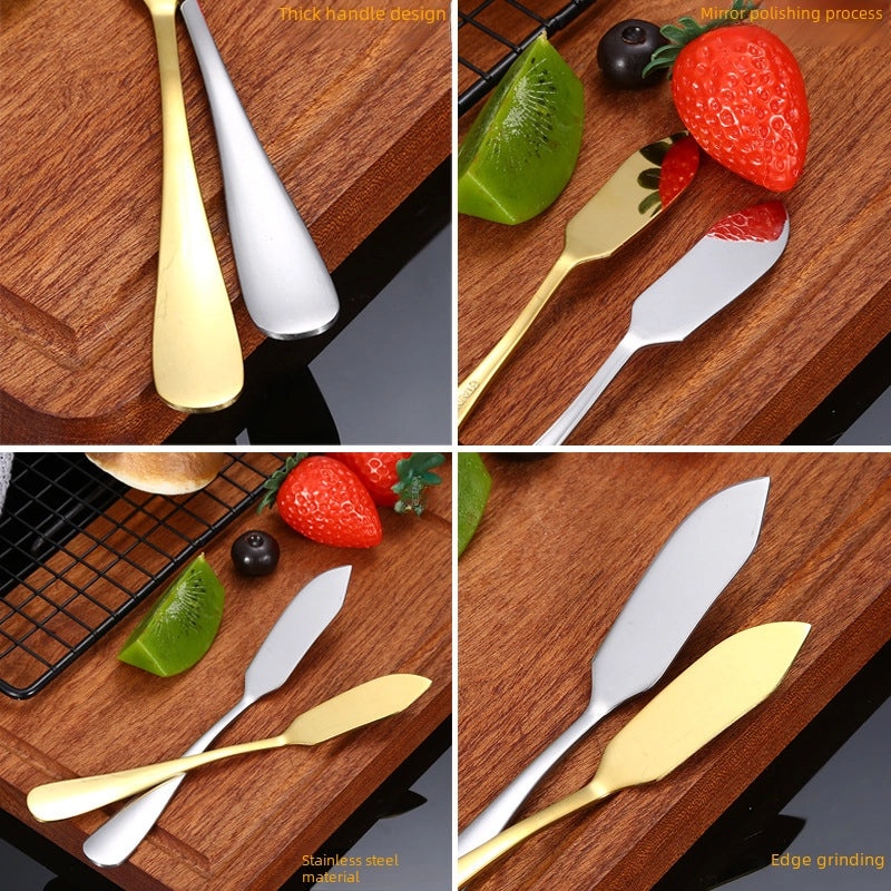 410 Stainless Steel Cream Knife with Plated Color, Bread Jam Butter Spatula, Custom Laser Logo|Kitchen Utensils & Tools