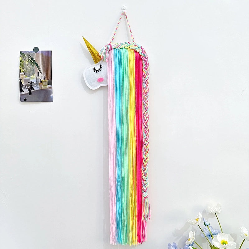 Kids Hairpin Organizer with Wall-Mounted Felt Animal Heads | Children's Room Hair Accessories Storage