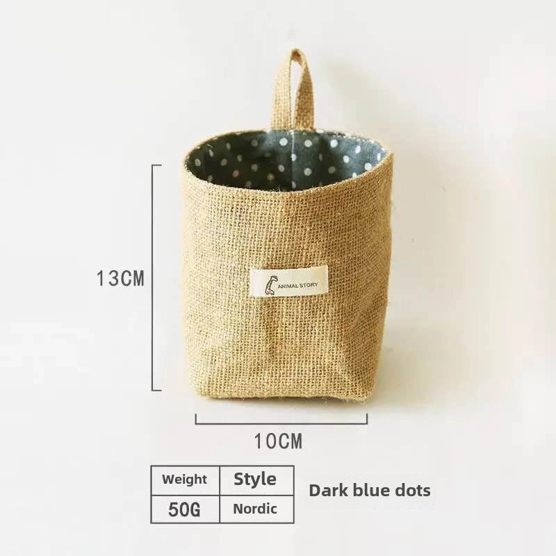 Cotton Linen Hanging Storage Bag for Door Wall Desktop Jute Organizer Sundries Bathroom Use|Home Storage & Organization