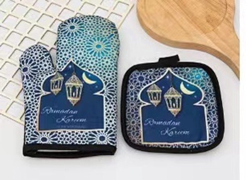 Heat Resistant Polyester Gloves with Modern Santa Claus Design|Christmas Accessories