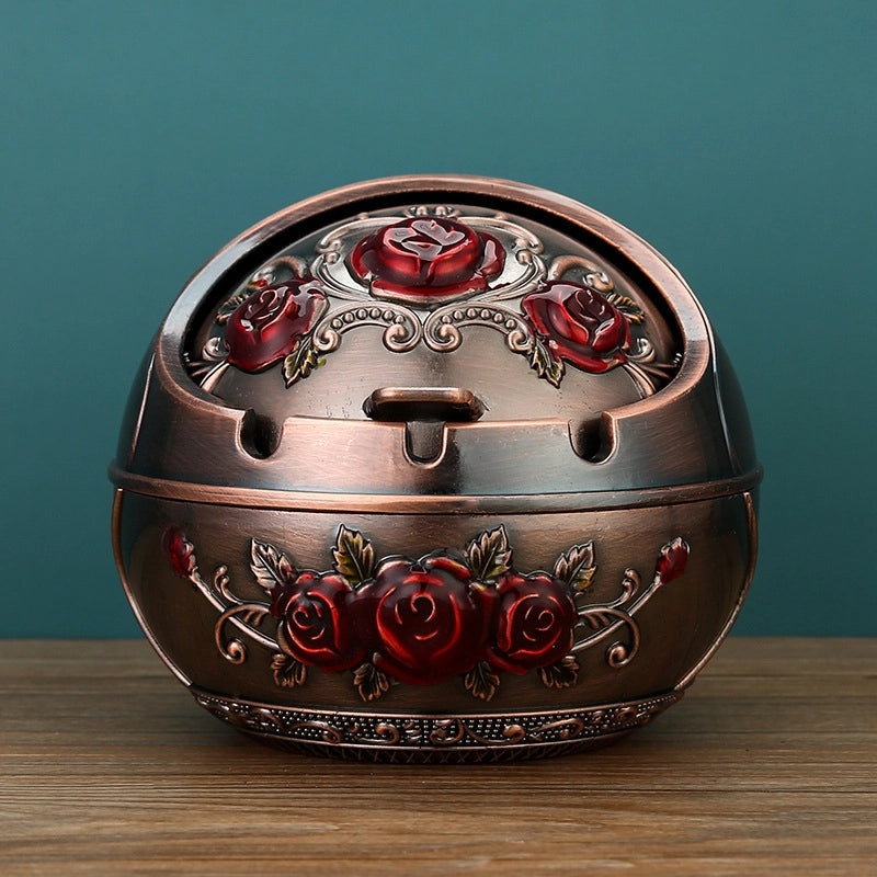 Vintage Elephant Peacock Rose Metal Ashtray Decorative Ornament|Home Decor & Accessories