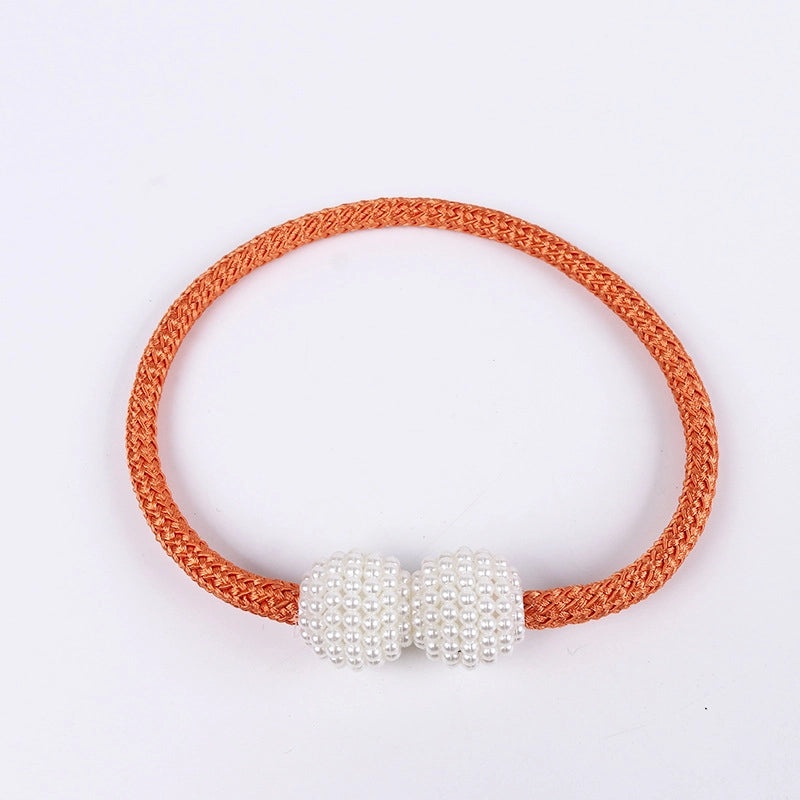 Retro Elegant Geometric Pearl Curtain Tieback for Home Decor