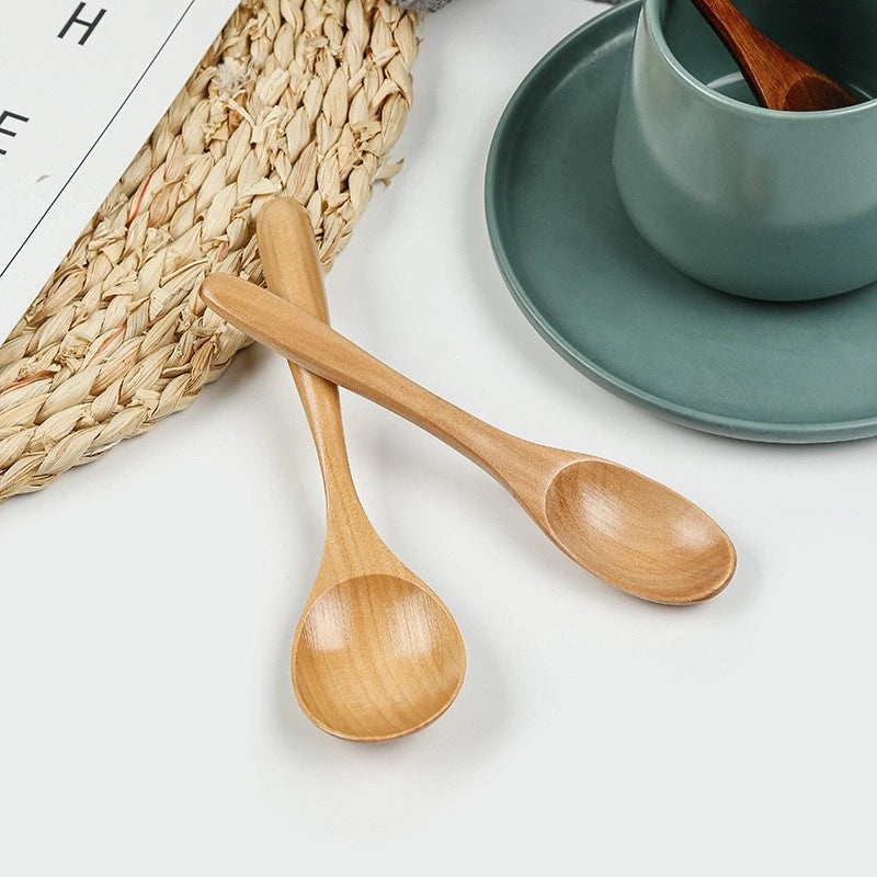 Phoebe Long Wooden Rice Spoon Small Japanese Salad Honey Spoon Pointed Handle Wooden Utensil|Kitchen Utensils