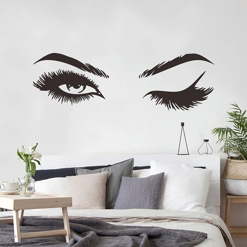Sexy Beauty Wall Sticker Open and Closed Eyes Eyelash Vinyl Letters Fx2039|Home Decor Wall Decals
