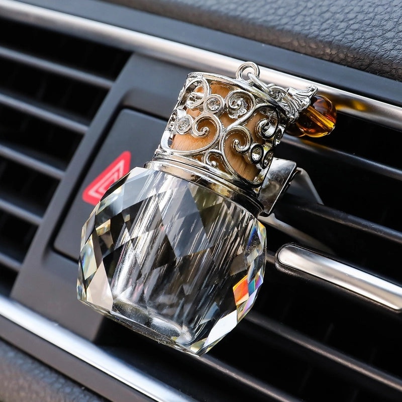 Colorful Transparent Geometric Crystal Car Air Vent Perfume Bottle Hanging Ornament|Car Accessories