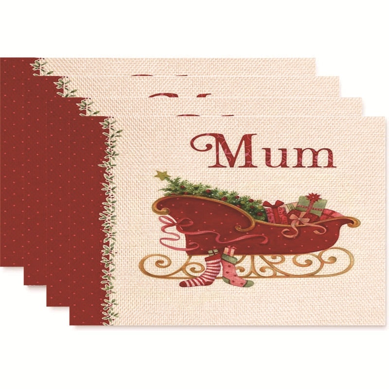 Nordic Christmas Tree Bow Knot Snowflake Linen Cotton Placemat|Home Decor & Tableware