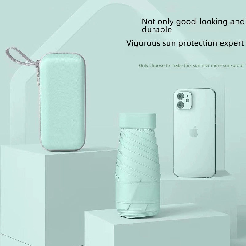 Compact Five-Fold UV Sunscreen Mini Umbrella for Women | Sun Protection & Rain Use | Portable Thickened Flat Umbrella | Women's Accessories