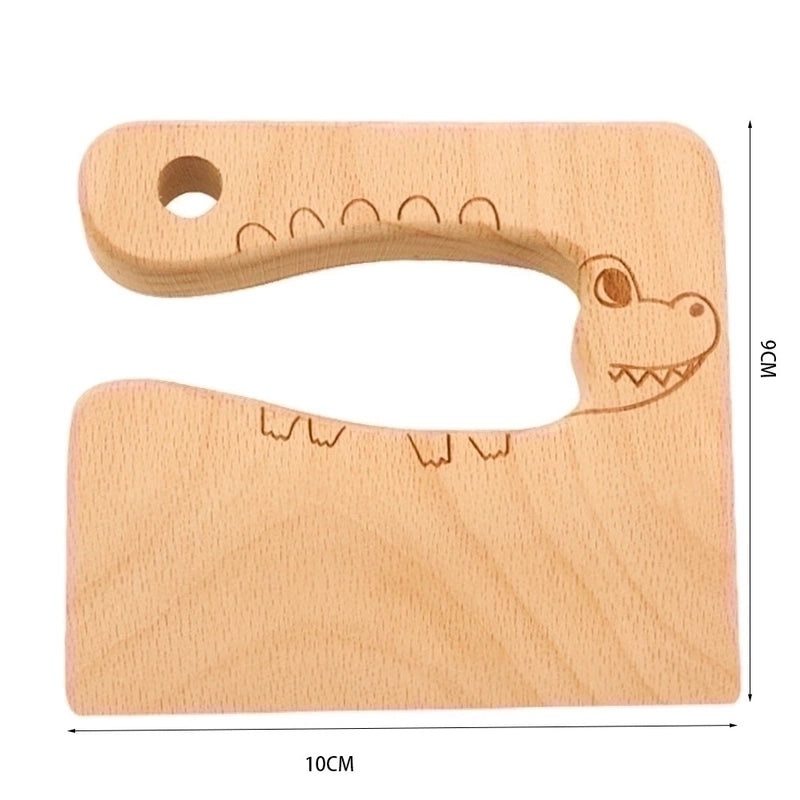Adorable Bear and Fish Wooden Knife for Kids' Play Kitchen | Kids' Kitchen Toys