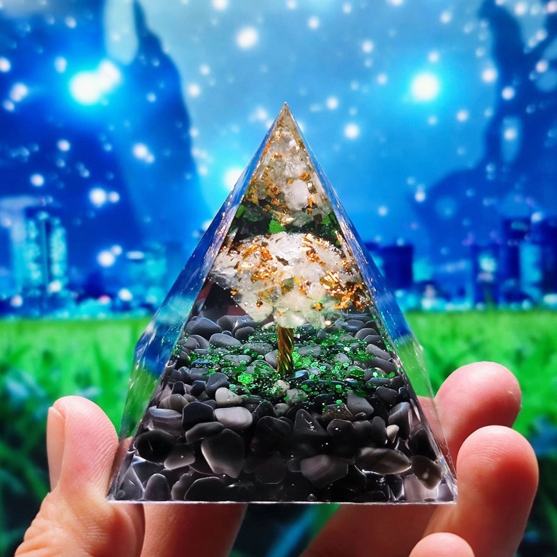 Crystal Ball Gravel Pyramid Resin Crafts Desktop Decoration Unique Station Ornament|Home Decor