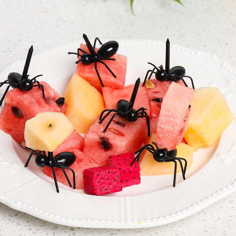 Adorable Solid Color Ant-Shaped Plastic Fruit Forks 1 Set|Kitchen & Dining Accessories