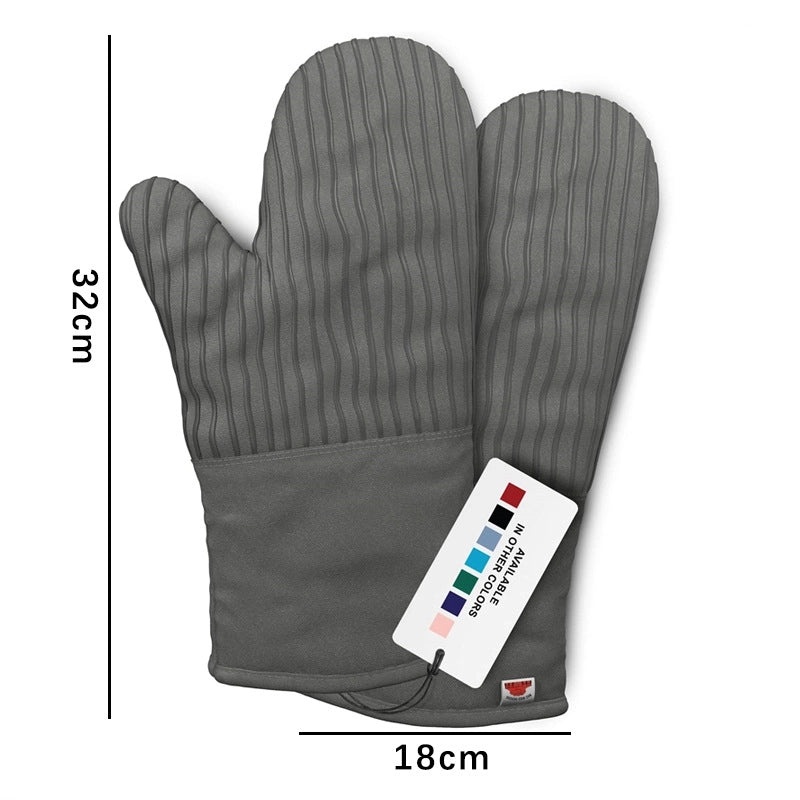 Heat Resistant Cotton Gloves with Silica Gel Stripes for Kitchen Use|Kitchen Gloves & Mitts