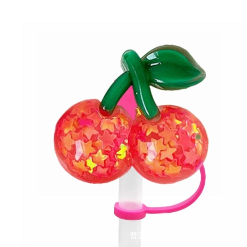 Pastoral Star Fruit Resin Straw Cap, Cute Casual Decorative Silica Gel Cover | Drinkware Accessories