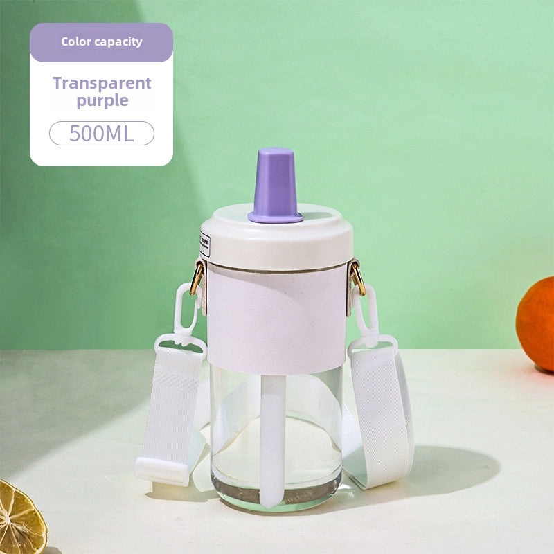 Creative Large Capacity Plastic Straw Cup with Portable Rope for Girls | Outdoor Sports Drinkware