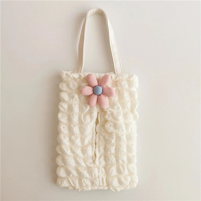 Casual Solid Color Bubble Fiber Fabric Tissue Dispenser for Vacation Use|Home & Living Accessories