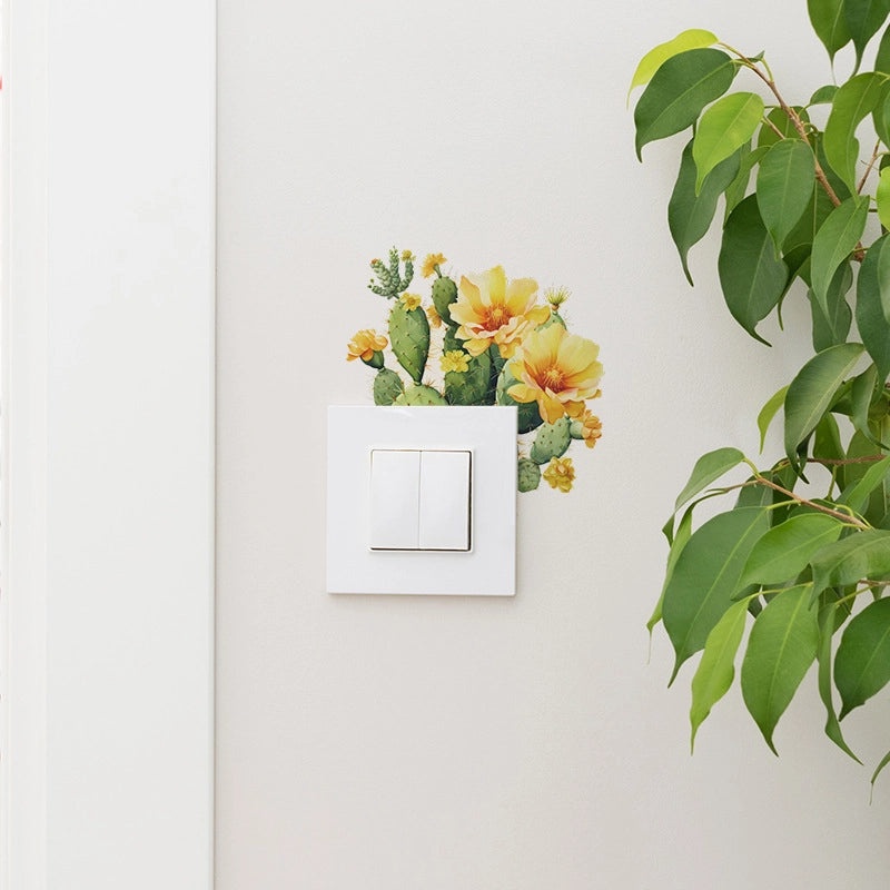 Romantic Tropical Flower Cactus Wall Stickers for Kids Room Decoration|Home Decor