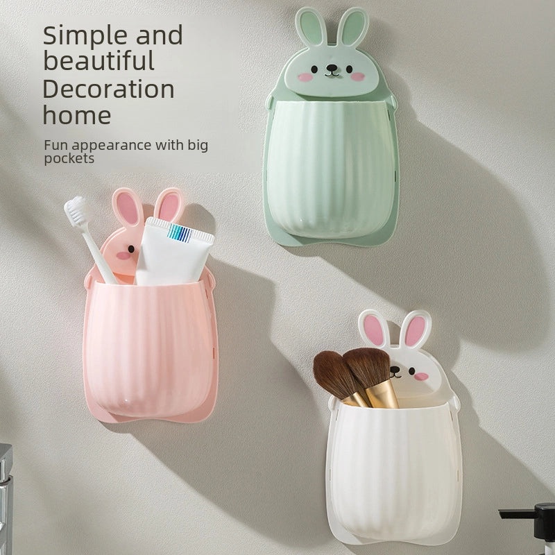 Cute Rabbit Toothbrush and Chopsticks Holder Multipurpose Storage Rack Punch-Free Design|Home Storage & Organization