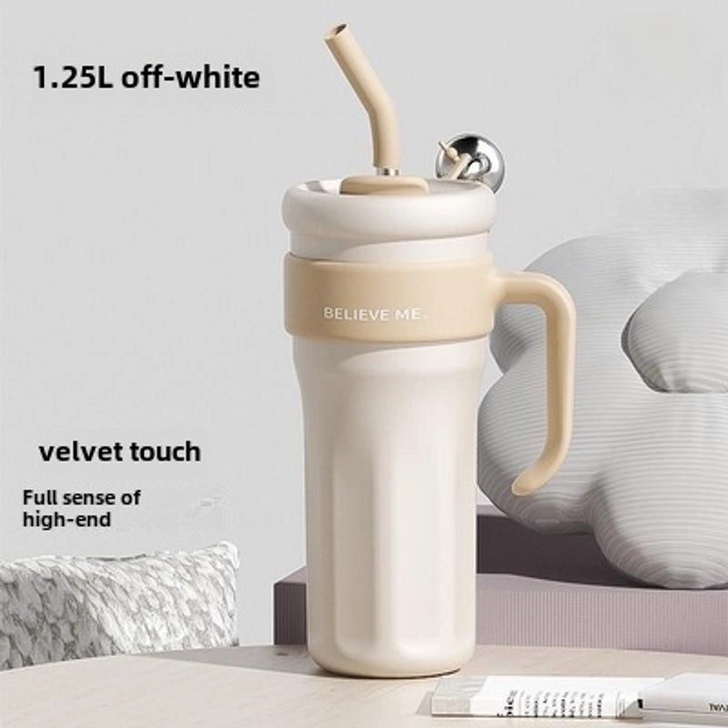 Large Capacity Stainless Steel Straw Water Bottle for Girls with Handle | Drinkware & Water Bottles