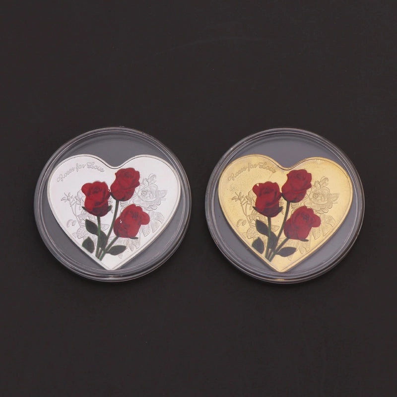 Love Rose Commemorative Coin Badge for Valentine's & Chinese Valentine's Day | Jewelry & Accessories