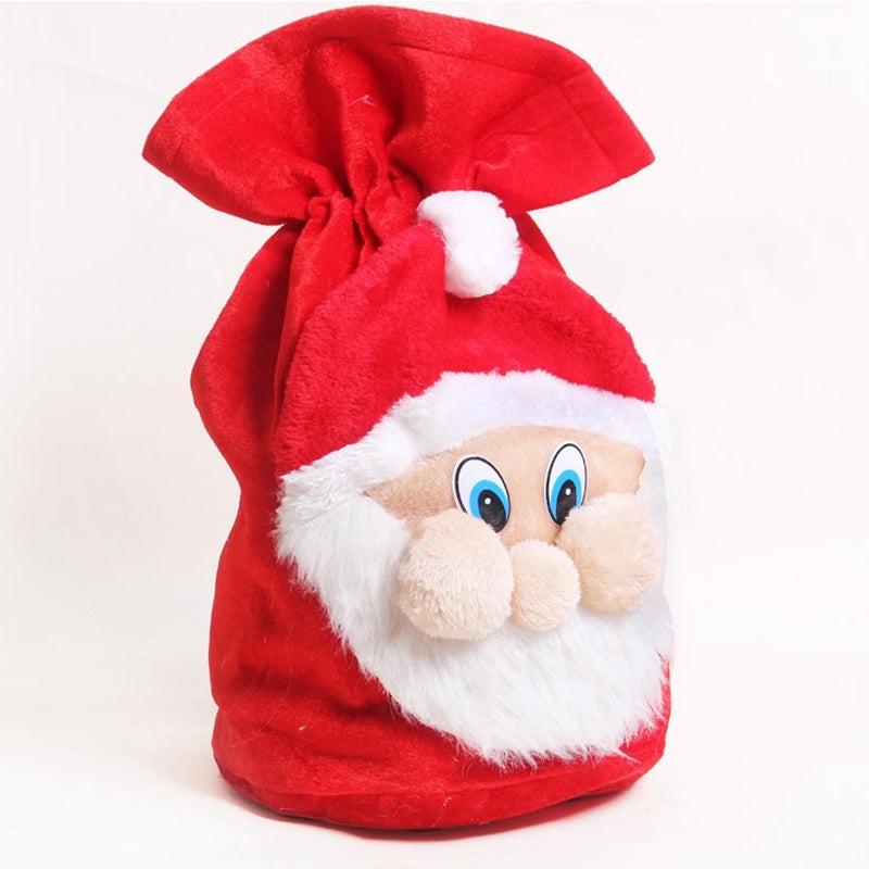 Velvet Alloy Christmas Gift Bag with Face Design | Holiday Gift Bags