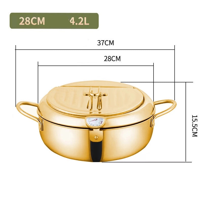 Japanese-Style 304 Stainless Steel Tempura Fryer with Double Bottom for Gas & Induction Cookers | Kitchen Cookware