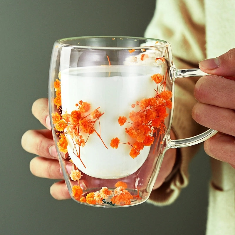 Floral Borosilicate Glass Mug for Vacation & Everyday Use | Drinkware & Mugs