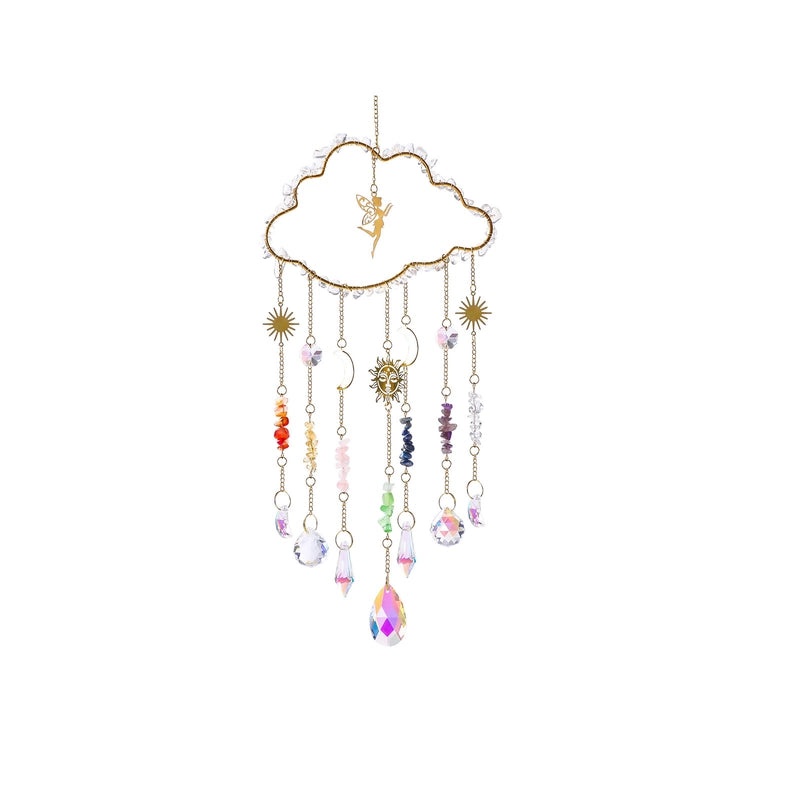 Adorable Cloud and Heart Shaped Cat Crystal Suncatcher Wind Chime Wall Decor|Home Decor & Accessories