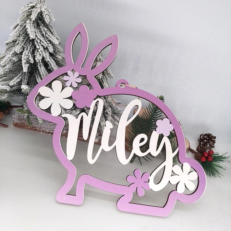 Easter Rabbit Wooden Hanging Ornaments, 2 Pieces, Minimalist Classic Style Party Decorations|Home Decor