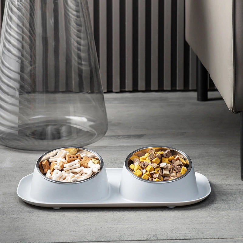 Minimalist Stainless Steel Pet Bowls Solid Color Durable PP Material|Pet Supplies