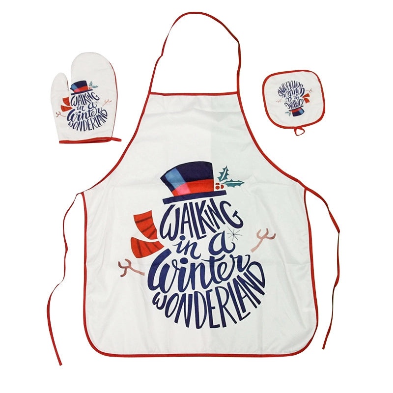 Christmas Cartoon Fabric Heat-resistant Gloves and Placemat Set|Kitchen Accessories