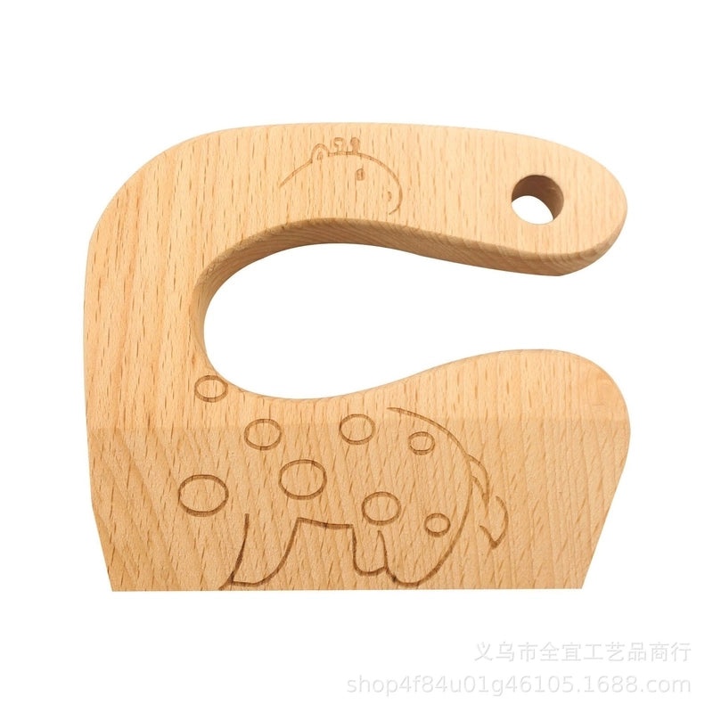 Adorable Bear and Fish Wooden Knife for Kids' Play Kitchen | Kids' Kitchen Toys