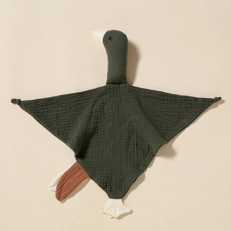 Wrinkled Cotton Gauze Baby Towel with Little Swan Hand Puppet | Baby Bedding & Bath Accessories