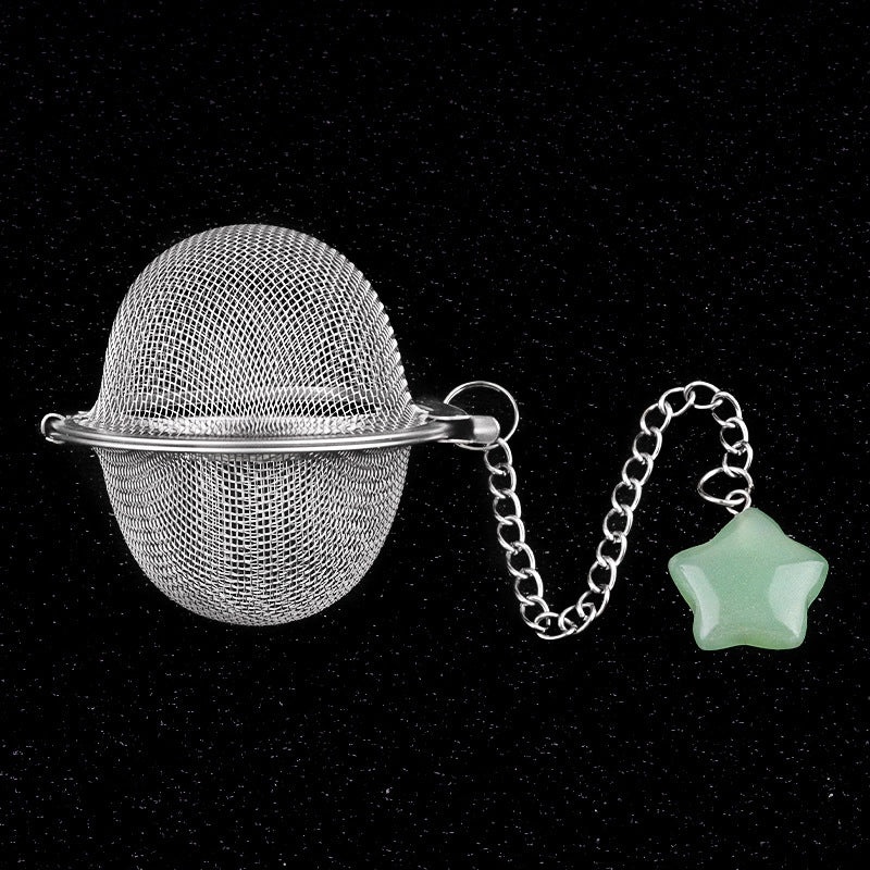 Women's Vintage Tea Filter Pendant Classic Star Crystal Agate