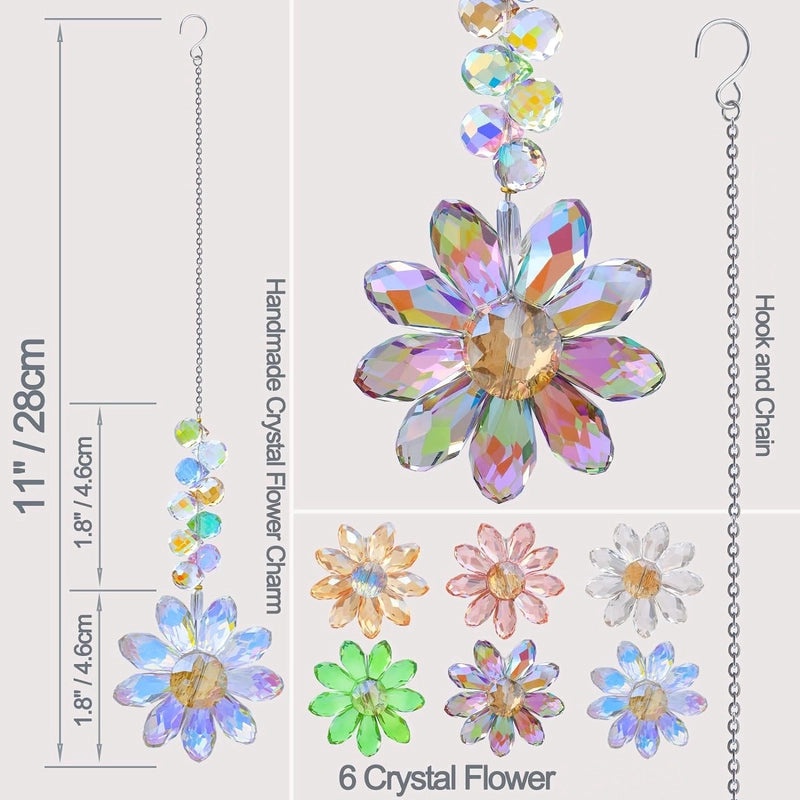 Nordic Minimalist Crystal Flower Glass Suncatcher Wind Chime Wall Decor|Home Decor