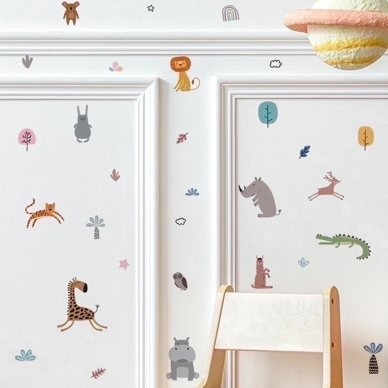 Adorable Cartoon Bear and Elephant PVC Wall Decal for Kids Room|Kids Room Wall Decor