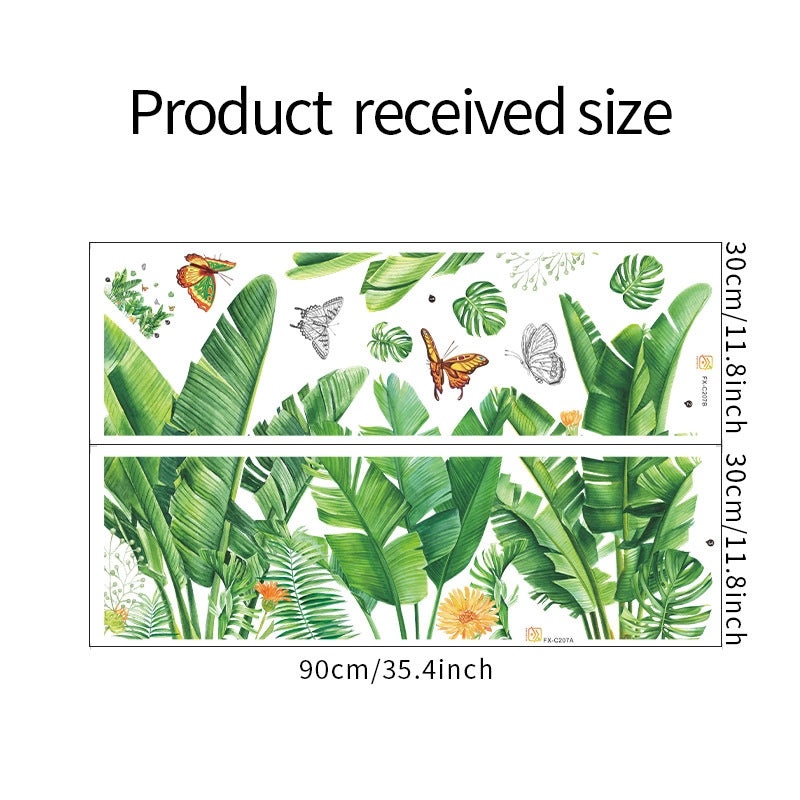 Tropical Plant Turtle Leaf Butterfly Flower Wall Decal for Bedroom | Home Decor Wall Stickers