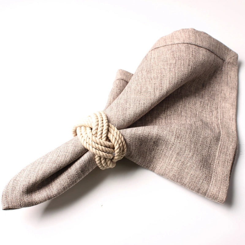 Natural Hemp Rope Napkin Rings - Set of 6 Casual Solid Color Holders | Home & Dining Table Accessories