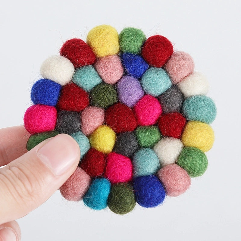Nibo Braided Wool Felt Ball Coaster for Buddha Sound Bowl Yoga Cushion | Yoga Accessories