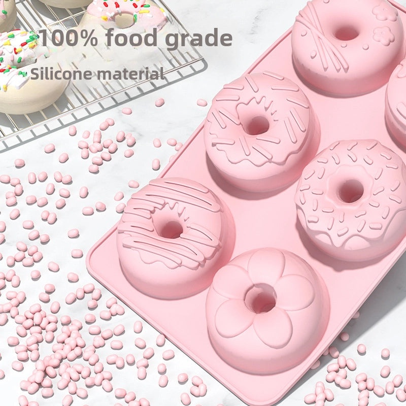 5 Pcs Silicone Donut Mold 6-Hole DIY Baking Chocolate Biscuit Mold High Temp Resistant Food Grade | Kitchen & Baking Tools