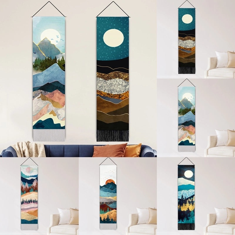 Modern IG Style Landscape Cotton Linen Blend Wall Tapestry | Home Decor Wall Art