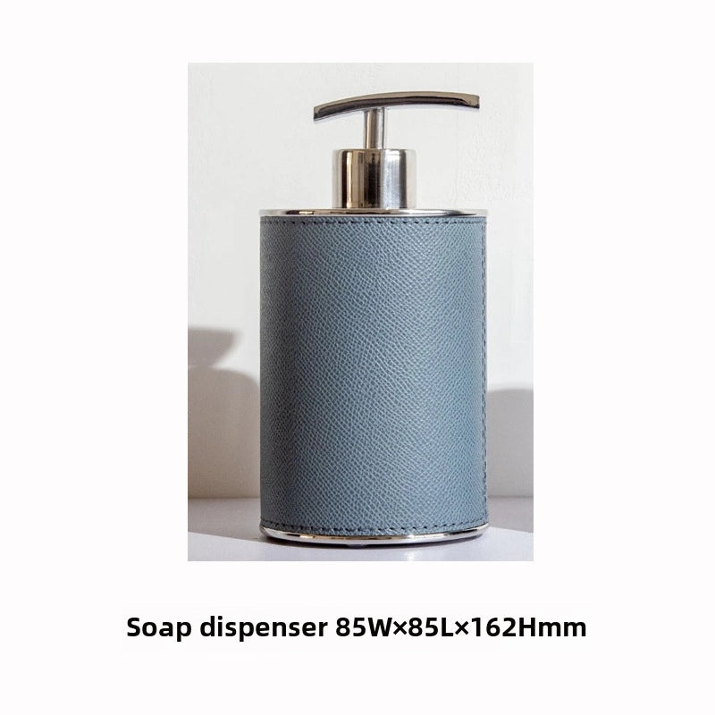 Modern European Soft Stainless Steel Leather Bathroom Set Soap Dispenser Toothbrush Holder 4-Piece Home Decor|Bathroom Accessories