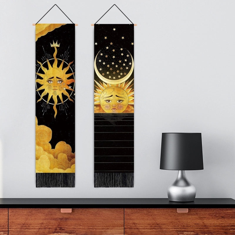 Nordic Sun and Moon Tapestry Wall Hanging Cotton Linen Polyester|Home Decor Wall Art