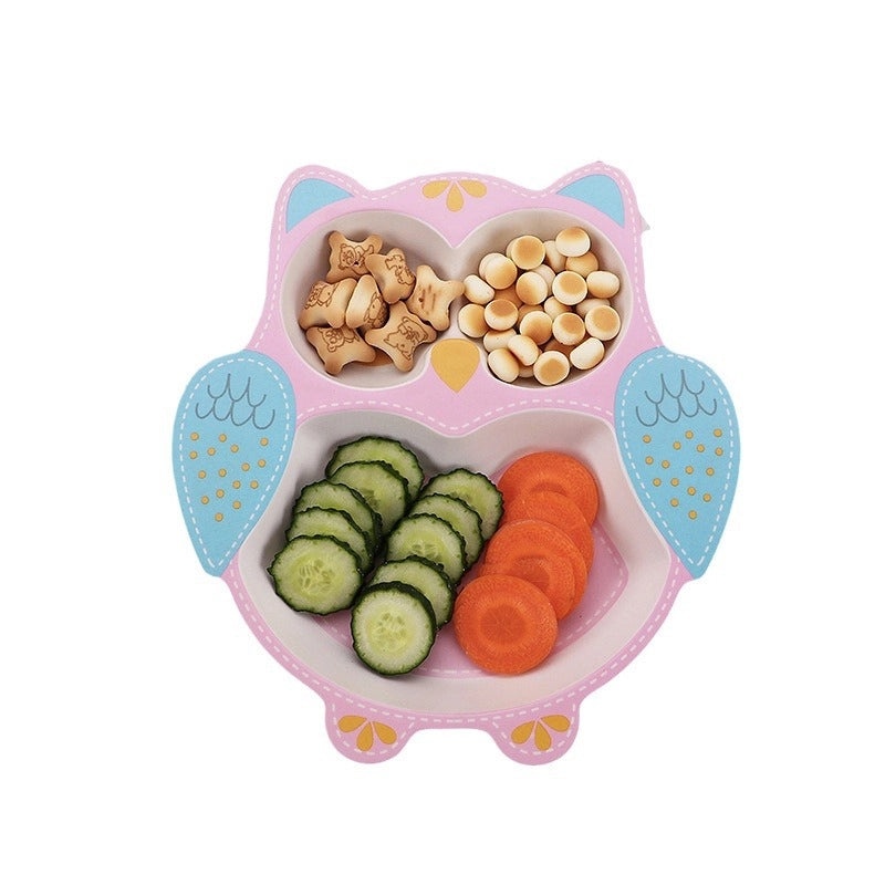 Cute Cartoon Bamboo Fiber Kids Plate Baby Dish Grid for Household Kindergarten Use|Children's Tableware