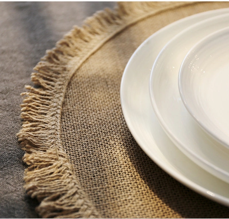 Chinoiserie Style Wooden Placemat for Vacation Dining Solid Color|Home Decor Tableware