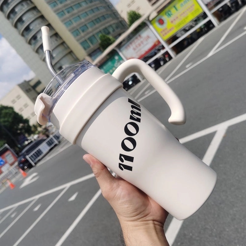 Casual Stainless Steel 304 Thermos Cup with Letter Design 201 Grade | Drinkware & Thermos Bottles