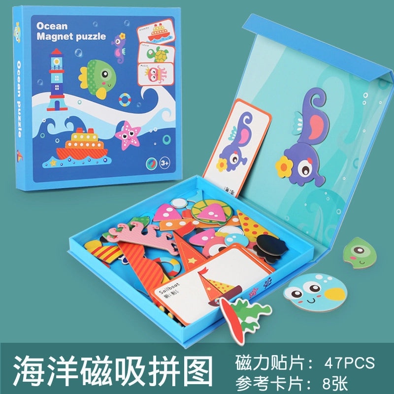 Wooden Magnetic Puzzle for Kids Ages 3-6 | Educational Toy Gift for Boys & Girls | Kindergarten Learning Magnet Set | Children's Dress-Up Toy | W