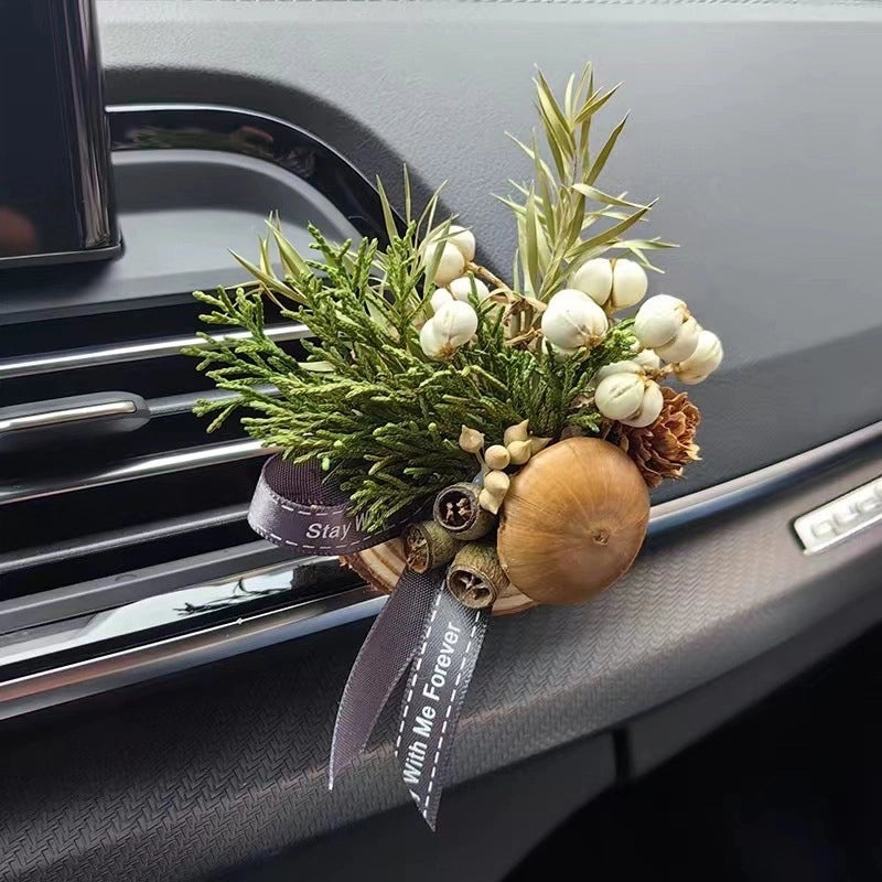 Pine Dried Flower Car Vent Clip Aromatherapy Decoration DIY Plant Gift for Friends|Car Accessories