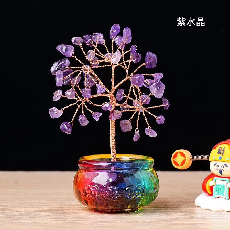 Elegant Alloy Money Tree with Crystal Ornaments Artificial Home Decor|Home Decor & Accessories