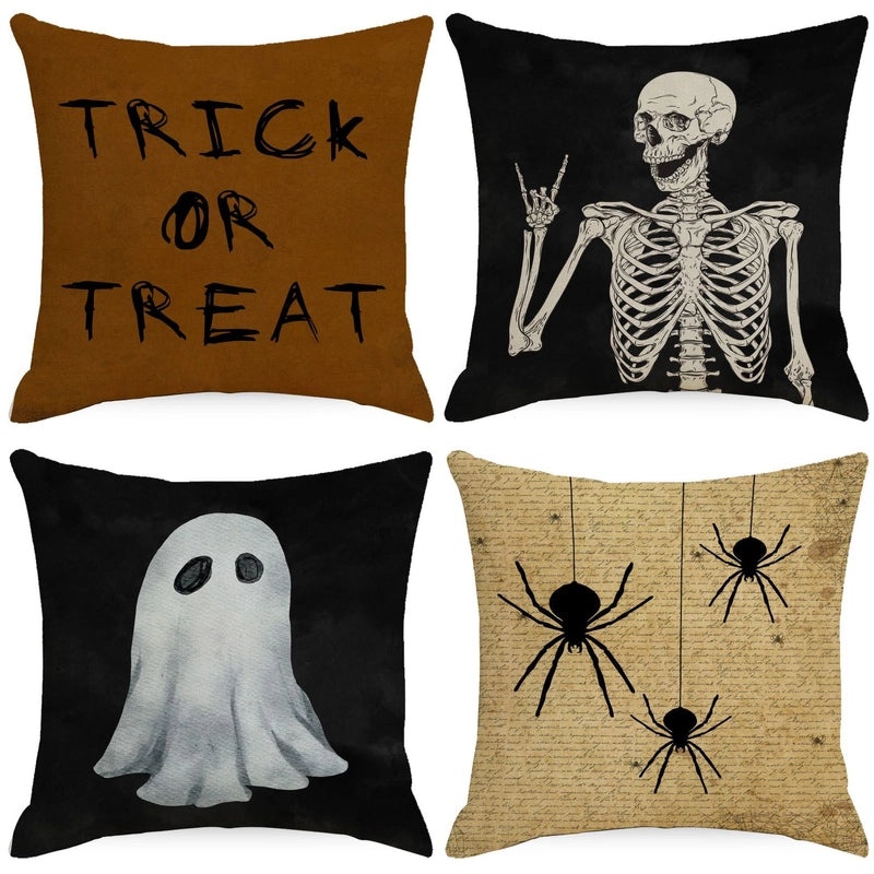 Halloween Minimalist Pumpkin Ghost Linen Pillow Covers for Couch Sofa Decor | Home Decor Pillows
