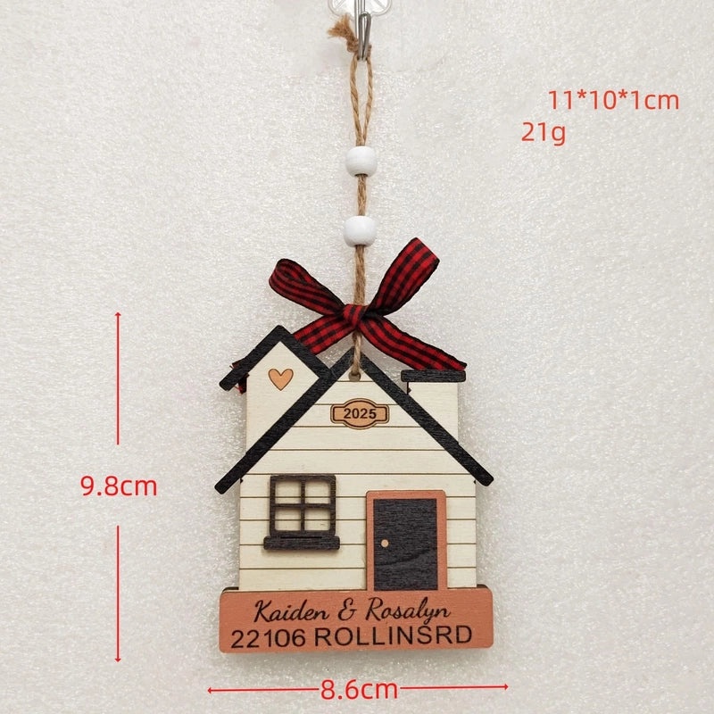 Christmas Wooden Letter House Bow Knot Hanging Ornaments for Indoor Holiday Party Decorations|Home Decor