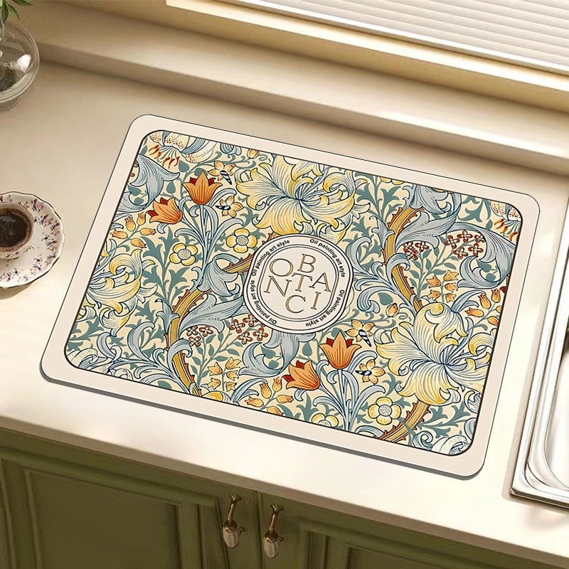 Kitchen Diatom Mud Drain Mat | Absorbent, Thermal Insulation, Soft Rubber Countertop Mat | Kitchen Accessories